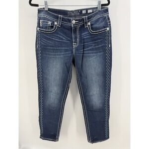 Miss Me Slim Boyfriend Ankle Denim‎ Jeans Women's Size 28 Embroidered Sides